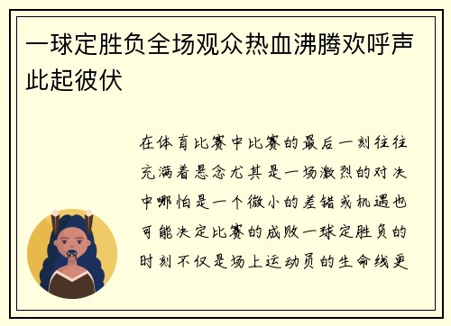 一球定胜负全场观众热血沸腾欢呼声此起彼伏